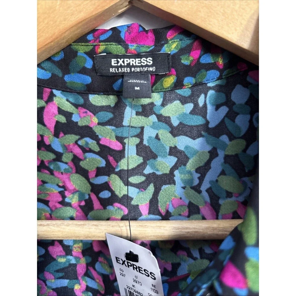 Express Portofino Desig Workwear Multicolor ButtonDown DressUp Mod Academia NWT - Picture 2 of 6